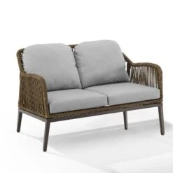 Haven 2pc Outdoor Wicker Conversation Set - Light Gray - Crosley -Sunnydaze Decor Store GUEST 31fd4b82 1e06 4e01 b64f 06db12d71493