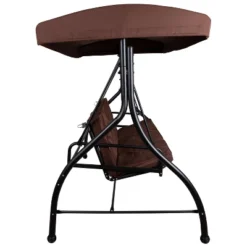 Emma And Oliver 3-Seat Outdoor Steel Converting Patio Swing And Bed Canopy Hammock In Brown -Sunnydaze Decor Store GUEST 32040804 fad1 48c5 973d 8f87484296f0