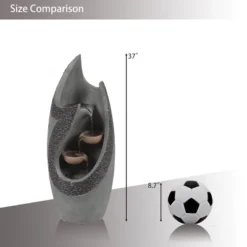 LuxenHome Stone-Gray Cement Modern Tiered Outdoor Garden Fountain With Lights -Sunnydaze Decor Store GUEST 326d5ef9 17ac 4a8f 8776 6106e6fe293f