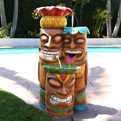 35" 3-Tier Tiki Fountain - Alpine Corporation 3 35" 3-Tier Tiki Fountain - Alpine Corporation