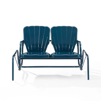 Ridgeland Outdoor Metal Loveseat Glider - Navy - Crosley 6 Ridgeland Outdoor Metal Loveseat Glider - Navy - Crosley - Image 4