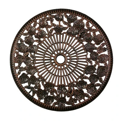 3pc Rose Cast Metal Set With Cast Aluminum Table Top & Chairs - Oakland Living 4 3pc Rose Cast Metal Set With Cast Aluminum Table Top & Chairs - Oakland Living - Image 2