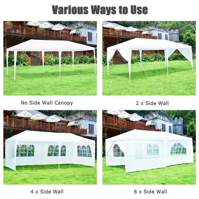 Costway 10'x20' Canopy Tent Heavy Duty Wedding Party Tent 6 Sidewalls W/Carry Bag 7 Costway 10'x20' Canopy Tent Heavy Duty Wedding Party Tent 6 Sidewalls W/Carry Bag - Image 5