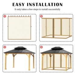Aoodor Gazebo Netting Black 12' X 12' Polyester Screen Replacement 4 Panel Sidewalls For Patio (Only Netting) -Sunnydaze Decor Store GUEST 3405a98c 2669 4921 b59c 371a5b44ef61