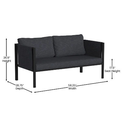 Merrick Lane Outdoor Love Seat/Sofa With Removable Fabric Cushions And Steel Frame 10 Merrick Lane Outdoor Love Seat/Sofa With Removable Fabric Cushions And Steel Frame - Image 8