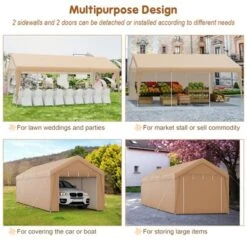 Costway 10x20FT Patio Heavy Duty Carport Garage Removable Sidewall Zippered Door Outdoor -Sunnydaze Decor Store GUEST 34230e03 f507 4e77 a12a 3362539ecdea