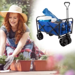Nature Spring All-Terrain Heavy-Duty Collapsible Utility Wagon With Telescopic Handle -Sunnydaze Decor Store GUEST 348e62e5 66b5 44d7 9efc 341546f01af2