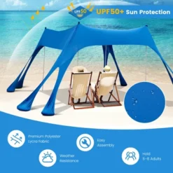 Costway 10 X 10 FT Beach Sunshade Canopy UPF50+ With Carry Bag &8 Sandbags &3 Shovels -Sunnydaze Decor Store GUEST 34ade026 8ad9 4d46 8803 79996cbbce1c