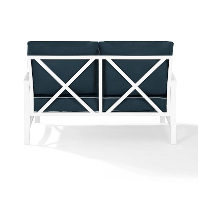 Kaplan Loveseat White/Navy - Crosley 5 Kaplan Loveseat White/Navy - Crosley - Image 3