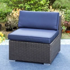 9pc All-Weather Patio Wicker Conversation Set With Cushions - Navy - Captiva Designs -Sunnydaze Decor Store GUEST 34bc56a1 d301 4c40 a67d 9a319ae86a12