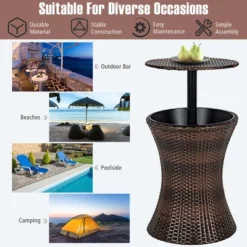 Costway Patio Rattan Cooler Bar Table Cocktail Coffee Table Height Adjustable -Sunnydaze Decor Store GUEST 3552d880 90be 459d aa31 54d28432036b