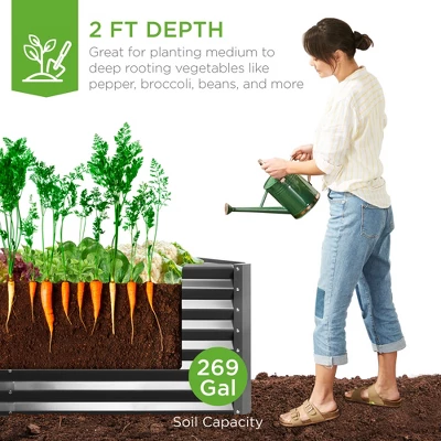 Best Choice Products 6x3x2ft Outdoor Metal Raised Garden Bed, Planter Box For Vegetables, Flowers, Herbs 3 Best Choice Products 6x3x2ft Outdoor Metal Raised Garden Bed, Planter Box For Vegetables, Flowers, Herbs