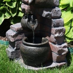 Sunnydaze Decor Sunnydaze Outdoor Polyresin Crumbling Bricks And Pots Solar Cascading Water Fountain With LED Lights And Battery Backup - 27" -Sunnydaze Decor Store GUEST 3607b431 ed5e 459c a24b 9f9205e5f68f