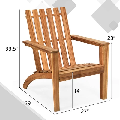 Costway Patio Acacia Wood Adirondack Chair Lounge Armchair Durable Outdoor Garden Yard 4 Costway Patio Acacia Wood Adirondack Chair Lounge Armchair Durable Outdoor Garden Yard - Image 2