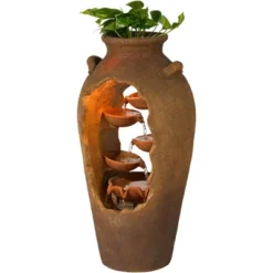 John Timberland Cascade Rustic Asian Planter Urn Outdoor Floor Water Fountain With LED Light 33" For Yard Garden Patio Home Deck Porch Exterior House -Sunnydaze Decor Store GUEST 3755f8fd f6eb 43b0 82d5 2b763c08ced1
