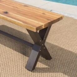 Sanibal Acacia Wood Patio Dining Bench - Brown - Christopher Knight Home -Sunnydaze Decor Store GUEST 37601c31 f64e 4d49 a203 0b2f8e01e03c