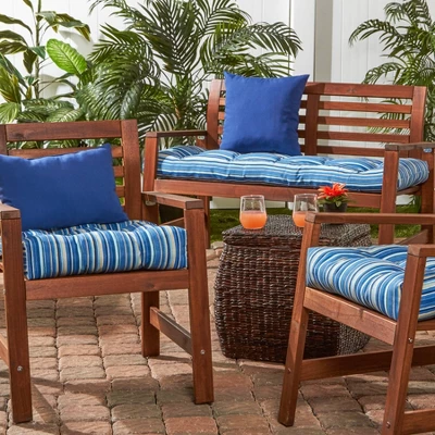 Set Of 2 Coastal Stripe Outdoor Seat Cushions - Kensington Garden 4 Set Of 2 Coastal Stripe Outdoor Seat Cushions - Kensington Garden - Image 2