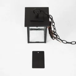 Square Glass/Metal Outdoor Pendant Lamp Black - LNC -Sunnydaze Decor Store GUEST 37adafd1 df36 407d bf1e 350fad60a1b7