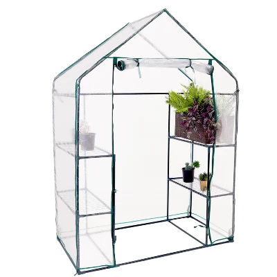 Sunnydaze Decor Sunnydaze Outdoor Portable Tiered Growing Rack Deluxe Walk-In Greenhouse With Roll-Up Door - 4 Shelves - Clear - 54" X 28" X 77" 10 Sunnydaze Decor Sunnydaze Outdoor Portable Tiered Growing Rack Deluxe Walk-In Greenhouse With Roll-Up Door - 4 Shelves - Clear - 54" X 28" X 77" - Image 8