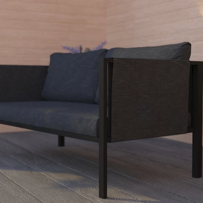 Merrick Lane Outdoor Love Seat/Sofa With Removable Fabric Cushions And Steel Frame 7 Merrick Lane Outdoor Love Seat/Sofa With Removable Fabric Cushions And Steel Frame - Image 5