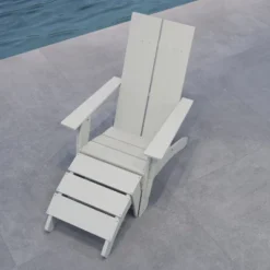 Merrick Lane Modern All-Weather Poly Resin Wood Adirondack Ottoman Foot Rest -Sunnydaze Decor Store GUEST 389b9ce0 2544 4335 9a47 a68b1eb584f7