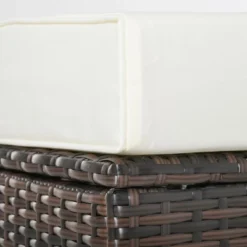 Outsunny 2 Pc 20" Outdoor PE Rattan Wicker Ottoman, Fade-Resistant Patio Footrest With Soft Cushion, Steel Frame, Brown, White -Sunnydaze Decor Store GUEST 38fafbac ebb7 41dd 9d2d 7aacd5b4d89e