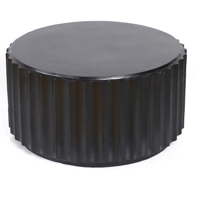 LuxenHome Black Cement 27.5" Round Coffee Table 5 LuxenHome Black Cement 27.5" Round Coffee Table - Image 3