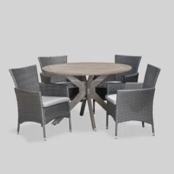Cedros 5pc Acacia Wood And Wicker Dining Set - Christopher Knight Home