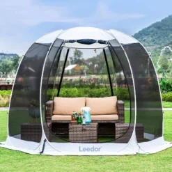 Leedor Outdoor Pop Up Portable Screen Tent With Mesh Netting Fiberglass Gazebo Gray 17 Leedor Outdoor Pop Up Portable Screen Tent With Mesh Netting Fiberglass Gazebo Gray -Sunnydaze Decor Store GUEST 398959be 7756 47b2 afc4 054c802191b2