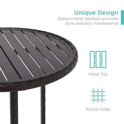 Best Choice Products 3-Piece Outdoor Wicker Bistro Bar Height Set For Patio, Garden W/ Barstools, Steel Frame 5 Best Choice Products 3-Piece Outdoor Wicker Bistro Bar Height Set For Patio, Garden W/ Barstools, Steel Frame - Image 3