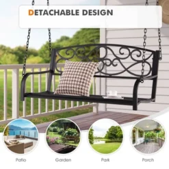 Tangkula Patio Hanging Porch Swing Outdoor 2-Person Metal Swing Bench Chair W/ Chains 16 Tangkula Patio Hanging Porch Swing Outdoor 2-Person Metal Swing Bench Chair W/ Chains -Sunnydaze Decor Store GUEST 3aebee48 165d 4705 8da8 4cb7155452f6