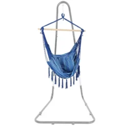 Sunnydaze Decor Sunnydaze Double Cushion Hanging Rope Hammock Chair Swing - 265 Lb Weight Capacity - Cornflower Stripes 12 Sunnydaze Decor Sunnydaze Double Cushion Hanging Rope Hammock Chair Swing - 265 Lb Weight Capacity - Cornflower Stripes -Sunnydaze Decor Store GUEST 3b0e90fd 63b4 4c03 be3d 4466b4fc75f0