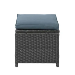 6pc Wicker Patio Conversation Set With Glass Table Ottomans & Cushions - Black/Dark Gray - GODEER -Sunnydaze Decor Store GUEST 3b47085d 0b70 4398 8612 01ba9bb430c2