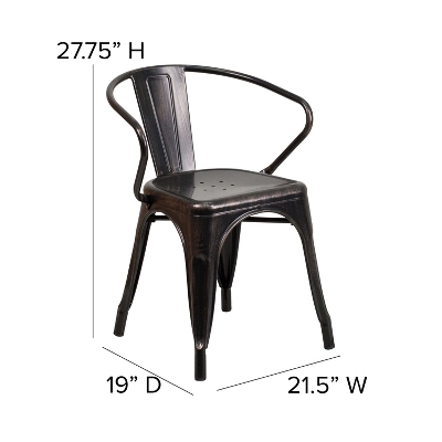 Flash Furniture Commercial Grade Metal Indoor-Outdoor Chair With Arms 5 Flash Furniture Commercial Grade Metal Indoor-Outdoor Chair With Arms - Image 3