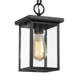 Square Glass/Metal Outdoor Pendant Lamp Black - LNC -Sunnydaze Decor Store GUEST 3caa6aad fbfc 4760 9b27 57808156d56c