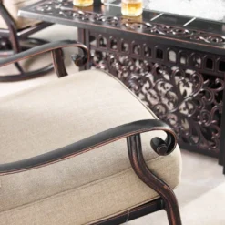 5pc Set With 48" Rectangle Outdoor Aluminum Fire Table & Four Swivel Rocking Chairs & Wind Blocker - Oakland Living -Sunnydaze Decor Store GUEST 3cecf141 3e69 4547 8920 55e9858cf759