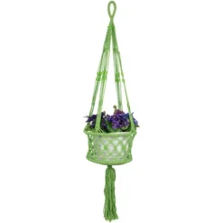 Northlight 43" Green Lattice Pattern Macrame Hanging Planter Holder -Sunnydaze Decor Store GUEST 3d2db833 25d5 4285 bd57 e44d639af8b0