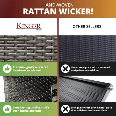 Kinger Home Ethan 5-Piece Rattan Wicker Propane Fire Pit Set With An Aluminum Frame 5 Kinger Home Ethan 5-Piece Rattan Wicker Propane Fire Pit Set With An Aluminum Frame - Image 3