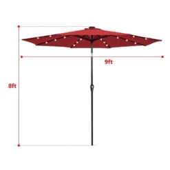 10' X 10' Solar 24 LED Outdoor Table Market Umbrella With Tilt And Crank - Wellfor -Sunnydaze Decor Store GUEST 3d75fca2 20ef 4458 8a5f e7ba7f13aef9