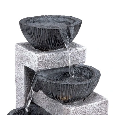 14" Cascading Bowl Tabletop Fountain With LED Lights Gray - Alpine Corporation 7 14" Cascading Bowl Tabletop Fountain With LED Lights Gray - Alpine Corporation - Image 5