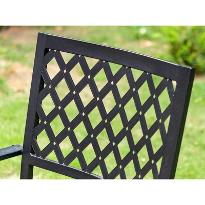 7pc Outdoor Rectangular Table & 6 Chairs With Grid Design - Black - Captiva Designs 8 7pc Outdoor Rectangular Table & 6 Chairs With Grid Design - Black - Captiva Designs - Image 6