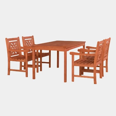 Malibu 5pc Rectangle Wood Outdoor Patio Dining Set - Tan - Vifah 3 Malibu 5pc Rectangle Wood Outdoor Patio Dining Set - Tan - Vifah