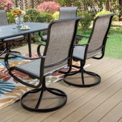 7pc Outdoor Dining Set With Steel Rectangle Table With Umbrella Hole & Swivel Chairs - Captiva Designs 13 7pc Outdoor Dining Set With Steel Rectangle Table With Umbrella Hole & Swivel Chairs - Captiva Designs -Sunnydaze Decor Store GUEST 3e5ecbc3 5d3c 4d41 8a33 7a68e18a4170