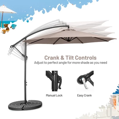 Costway 10 FT Patio Offset Umbrella W/8 Ribs Cross Base Tilt 9 Costway 10 FT Patio Offset Umbrella W/8 Ribs Cross Base Tilt - Image 7