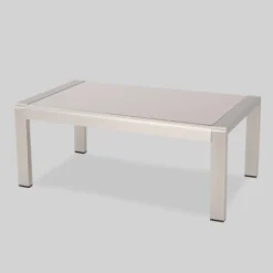 Cape Coral 2pc Aluminum Patio Loveseat & Coffee Table Set - Light Teal - Christopher Knight Home -Sunnydaze Decor Store GUEST 3ea057c0 133b 4041 b77f fa35847f63a0