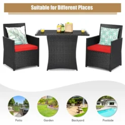 Costway 3PCS Patio Rattan Furniture Set Cushion Sofa Armrest Garden Deck -Sunnydaze Decor Store GUEST 3efe63fe 7707 49bd aba2 1e72692a93f6