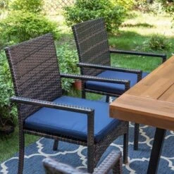 6pc Patio Dining Set With Acacia Wood Table & Bench And 4 PE Rattan Chairs - Captiva Designs 14 6pc Patio Dining Set With Acacia Wood Table & Bench And 4 PE Rattan Chairs - Captiva Designs -Sunnydaze Decor Store GUEST 3f8dc1b8 989d 42df afca ca3442d5be2b