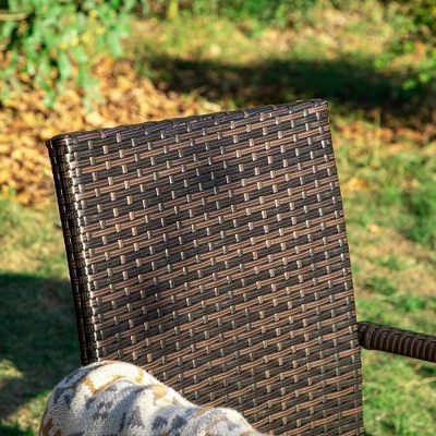 6pc Patio Dining Set With Acacia Wood Table & Bench And 4 PE Rattan Chairs - Captiva Designs 11 6pc Patio Dining Set With Acacia Wood Table & Bench And 4 PE Rattan Chairs - Captiva Designs - Image 9