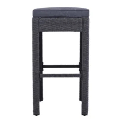 5pc Outdoor Rattan Bar Set With Stools & Cushions- Gray - WELLFOR -Sunnydaze Decor Store GUEST 3fbfd465 6789 46d3 a68c 83e2c2a95f73