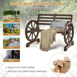 Costway Outdoor Wooden Wagon Wheel Garden Bench 2-Person Slatted Seat Armrests Rustic 15 Costway Outdoor Wooden Wagon Wheel Garden Bench 2-Person Slatted Seat Armrests Rustic -Sunnydaze Decor Store GUEST 3fd4cab9 a4e2 449d ad93 525cbd0718f9